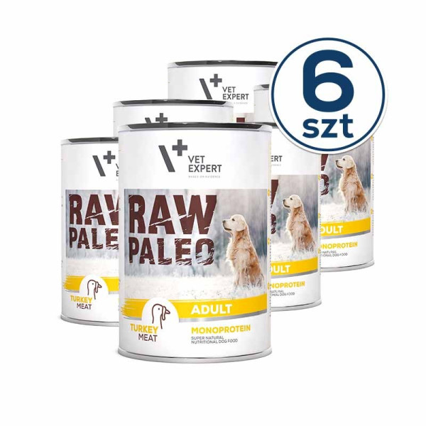 RAW PALEO ADULT DOG TURKEY 6x400g - mokra karma dla psów dorosłych monoproteina z indykiem