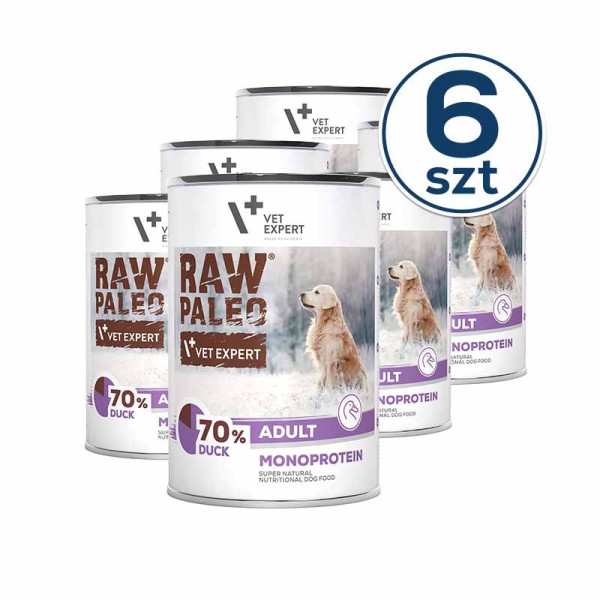 RAW PALEO ADULT DOG DUCK - mokra karma dla psów dorosłych monoproteina z kaczką pakiet 6x400g