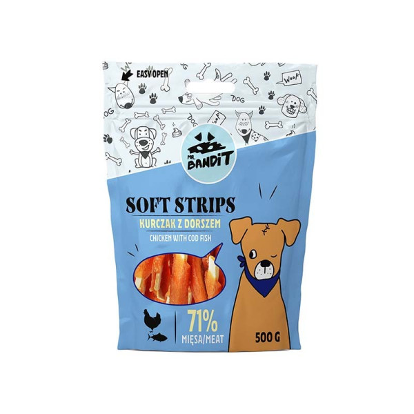 MR. BANDIT SOFT STRIPS  500g - przekąska dla psa kurczak z dorszem