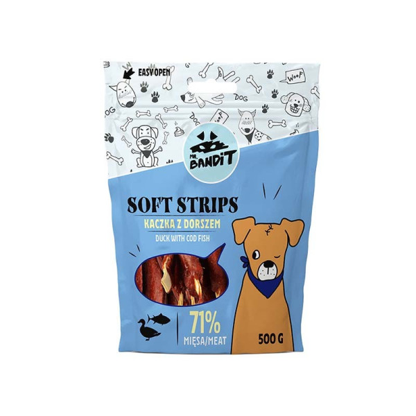 MR. BANDIT SOFT STRIPS 500g - przekąska dla psa kaczka z dorszem