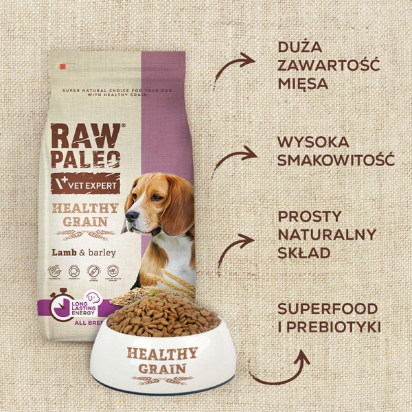 RAW PALEO HEALTHY GRAIN ADULT LAMB - sucha karma z jagnięciną dla psów dorosłych