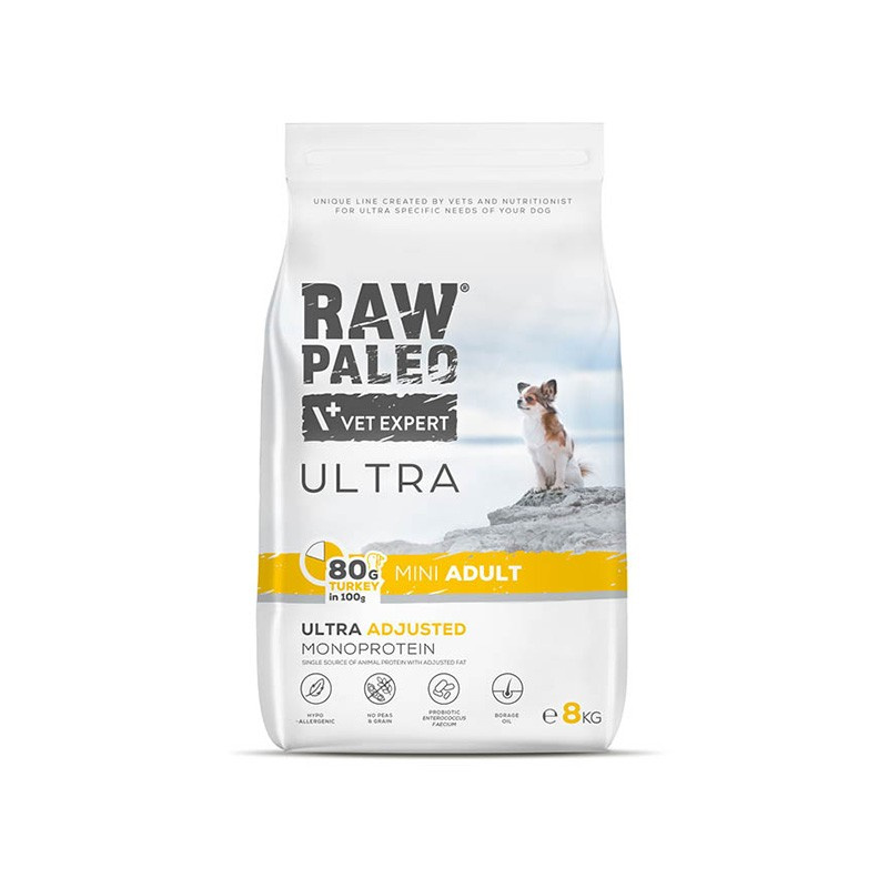 RAW PALEO ULTRA TURKEY ADULT MINI - sucha karma z indykiem dla psów dorosłych ras małych RAW PALEO ULTRA TURKEY ADULT MINI - sucha karma z indykiem dla psów dorosłych ras małych