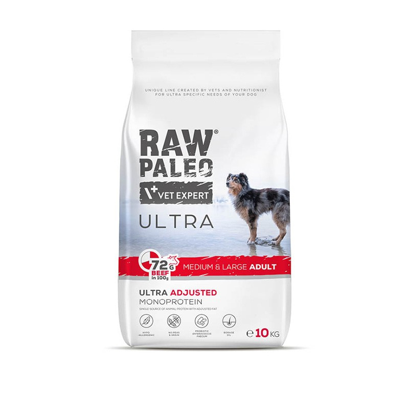RAW PALEO ULTRA BEEF ADULT MEDIUM/LARGE - sucha karma z wołowiną dla psów dorosłych ras średnich i dużych RAW PALEO ULTRA BEEF ADULT MEDIUM/LARGE - sucha karma z wołowiną dla psów dorosłych ras średnich i dużych