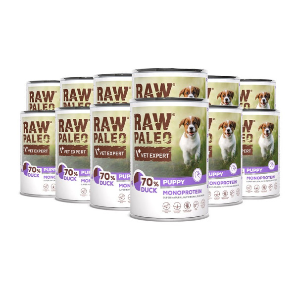 RAW PALEO PUPPY DUCK 12x400g - mokra karma dla szczeniąt monoproteina z kaczką