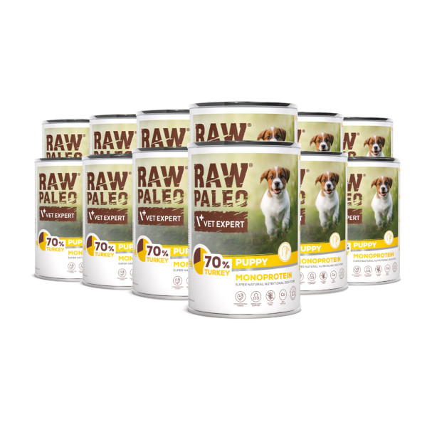 RAW PALEO PUPPY TURKEY 12x400g - mokra karma dla szczeniąt monoproteina z indykiem