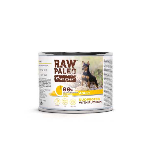 RAW PALEO TURKEY&COD ADULT CAN - mokra karma dla psów dorosłych duoproteina indyk z dorszem