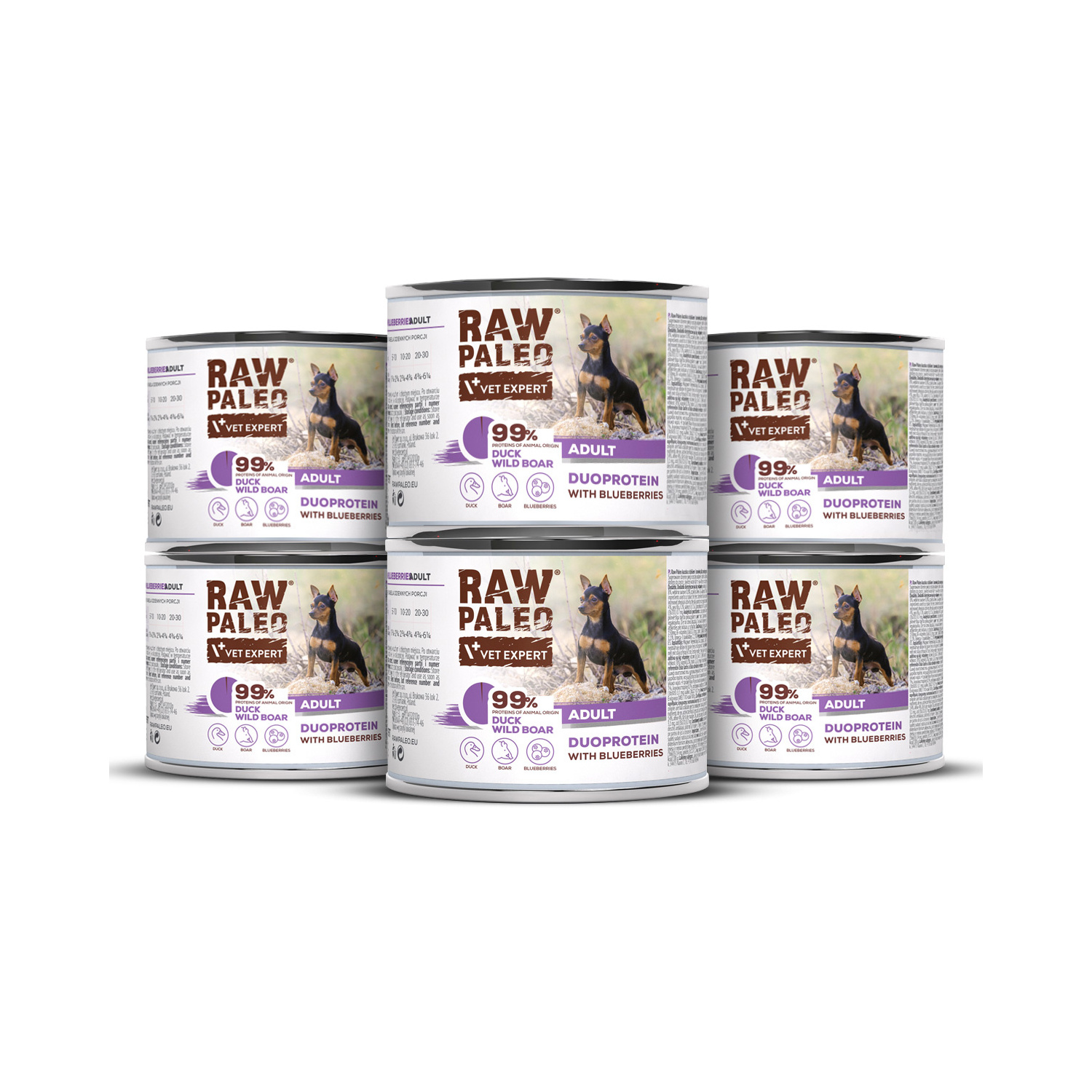 Raw Paleo Duck&Boar Adult Can 6x200g - mokra karma dla psów dorosłych duoproteina kaczka z dzikiem