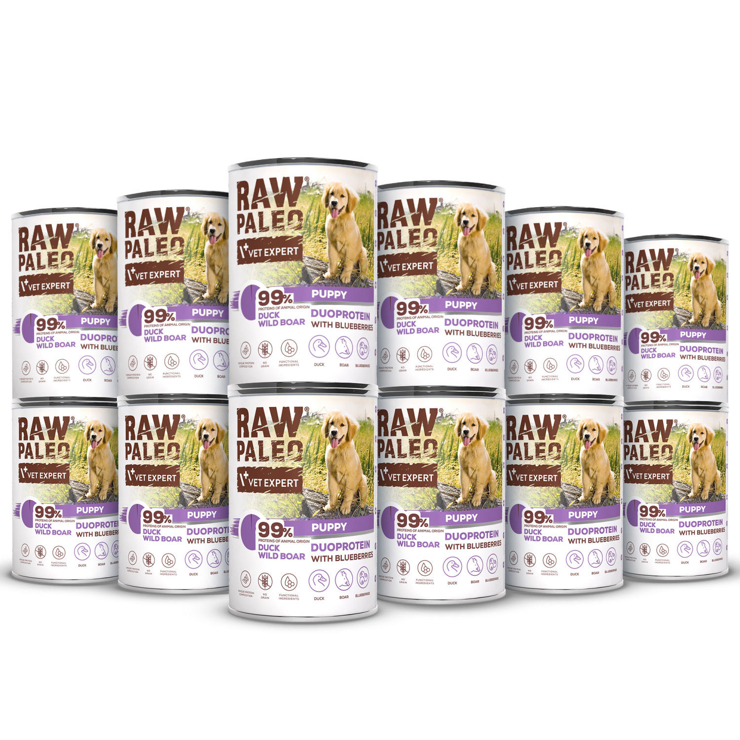 Raw Paleo Duck&Boar Puppy Can 12x400g - mokra karma dla szczeniąt duoproteina kaczka z dzikiem