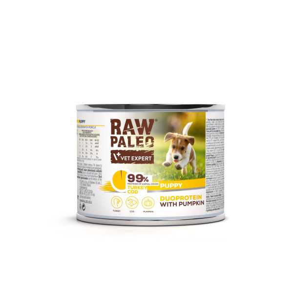 Raw Paleo Turkey&Cod Puppy Can 12x200g - mokra karma dla szczeniąt duoproteina indyk z dorszem