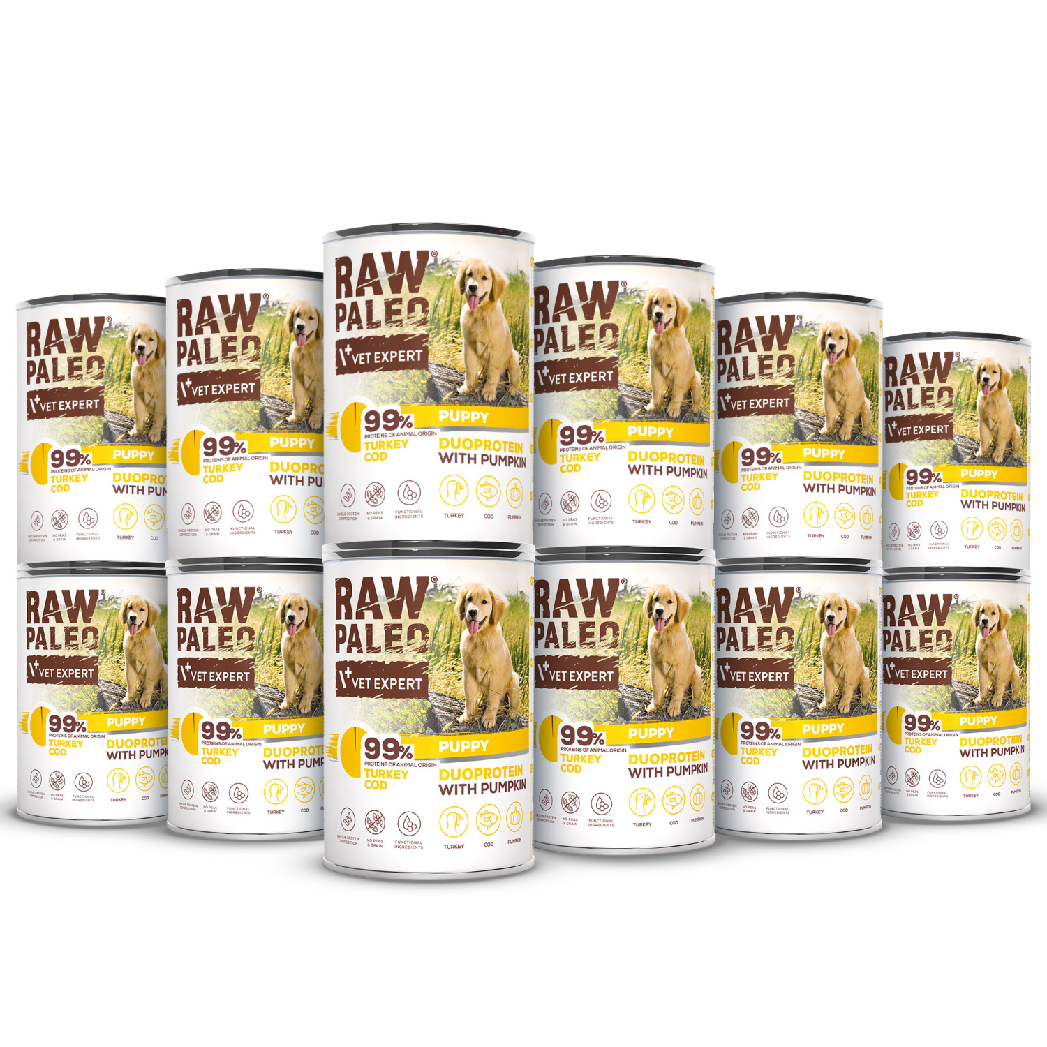 Raw Paleo Turkey&Cod Puppy Can 12x400g - mokra karma dla szczeniąt duoproteina indyk z dorszem