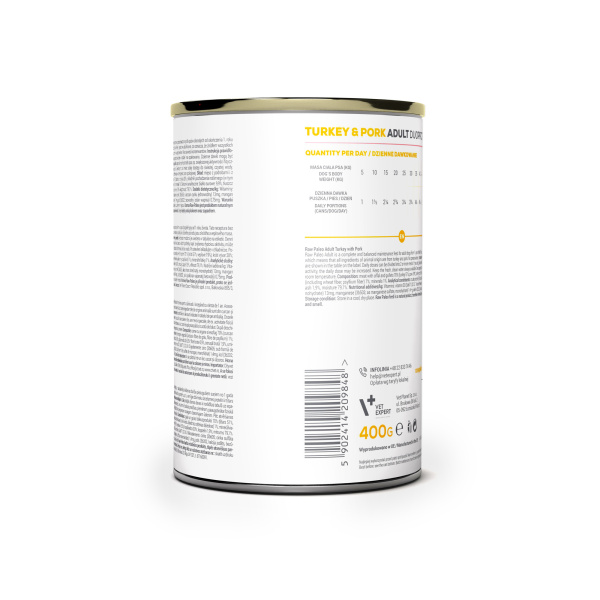 Raw Paleo Turkey&Pork Adult - mokra karma dla psów dorosłych z indykiem i wieprzowiną pakiet 6x400g. EDYCJA LIMITOWANA.