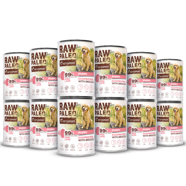 RAW PALEO PORK&LAMB PUPPY CAN 12x400g - mokra karma dla szczeniąt duoproteina wieprzowina z jagnięciną