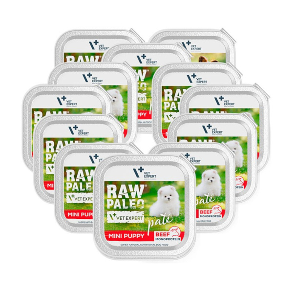 RAW PALEO PATE MINI PUPPY BEEF 12x150g - mokra karma dla szczeniąt - wołowina