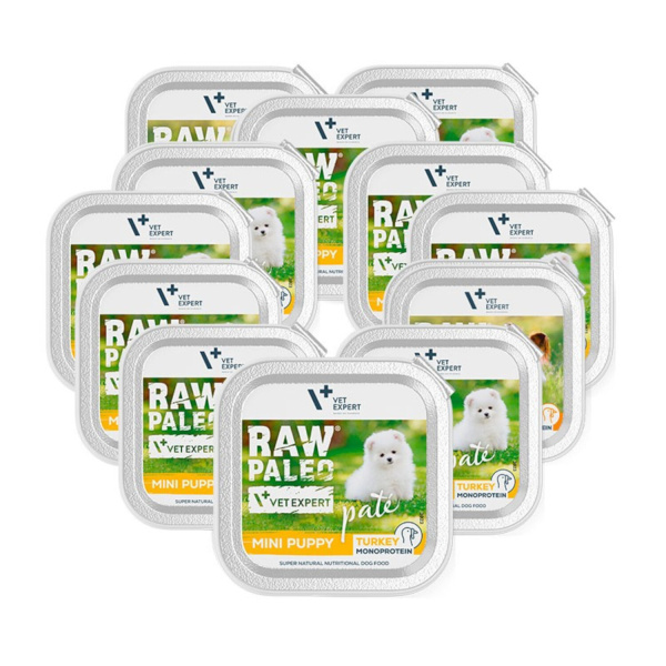 RAW PALEO PATE MINI PUPPY TURKEY 12x150g - mokra karma dla szczeniąt - indyk