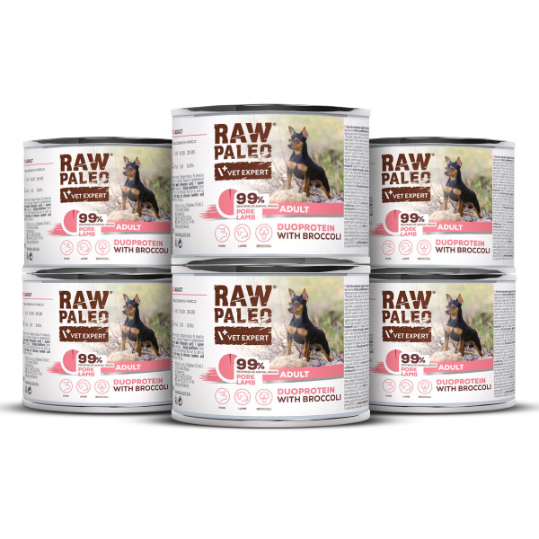 RAW PALEO PORK&LAMB ADULT CAN 6x200g - mokra karma dla psów dorosłych duoproteina wieprzowina z jagnięciną