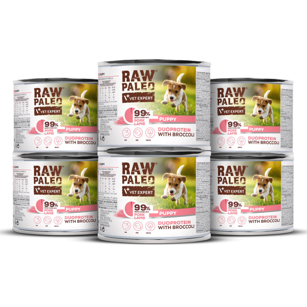 RAW PALEO PORK&LAMB PUPPY CAN 6x200g - mokra karma dla szczeniąt duoproteina wieprzowina z jagnięciną