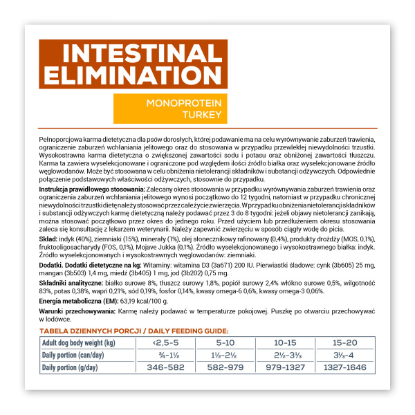 VET EXPERT INTESTINAL ELIMINATION LOW FAT 6x400g – lekkostrawna mokra karma weterynaryjna dla psów z zaburzeniami trawiennymi