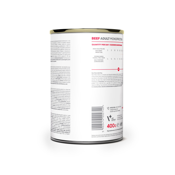RAW PALEO ADULT DOG BEEF 400g - mokra karma dla psów dorosłych monoproteina z wołowiną