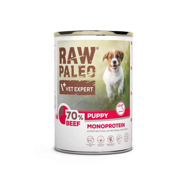 RAW PALEO PUPPY BEEF 400g - mokra karma dla szczeniąt monoproteina z wołowiną