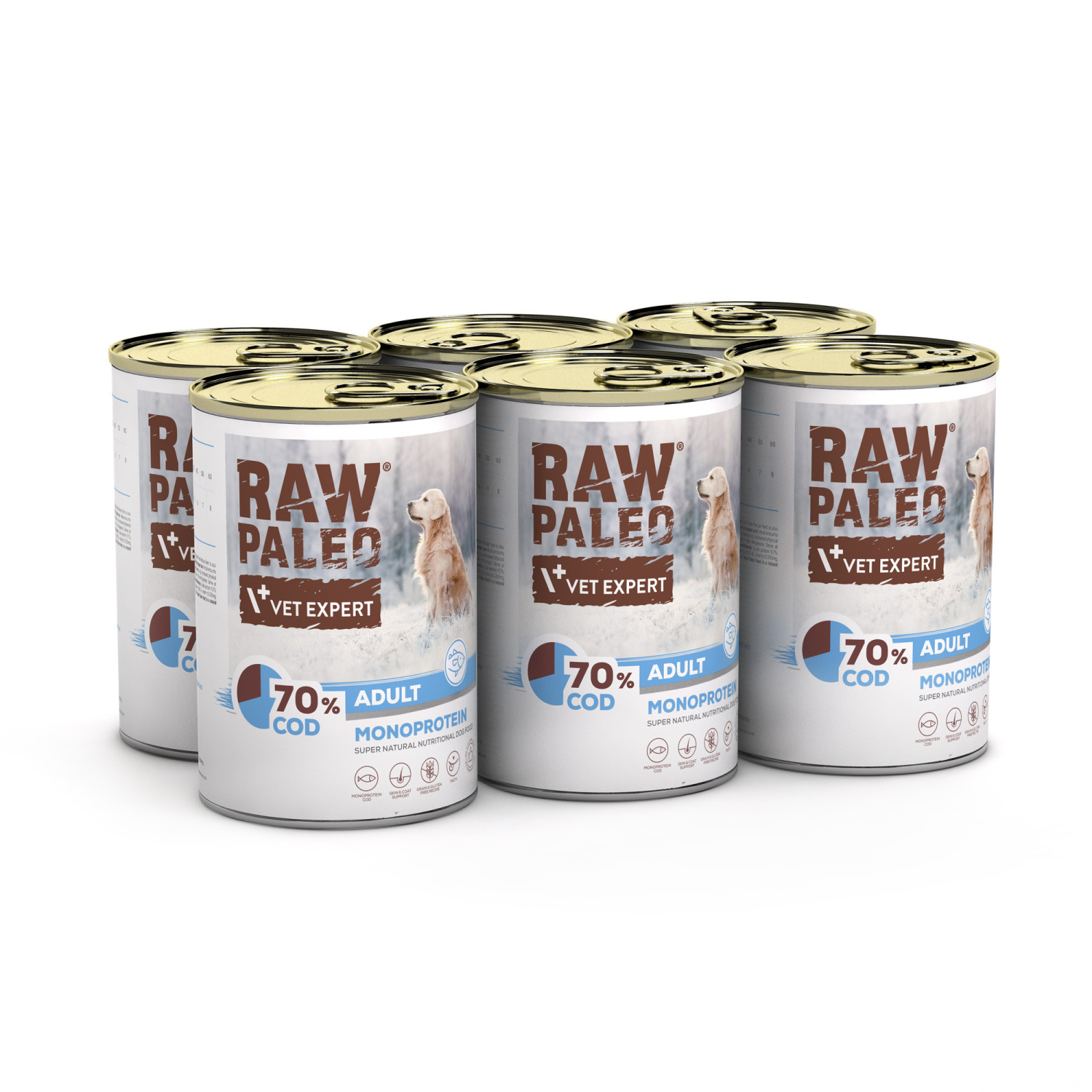 RAW PALEO ADULT DOG COD 6x400g - mokra karma dla psów dorosłych monoproteina z dorszem RAW PALEO ADULT DOG COD 6x400g - mokra karma dla psów dorosłych monoproteina z dorszem