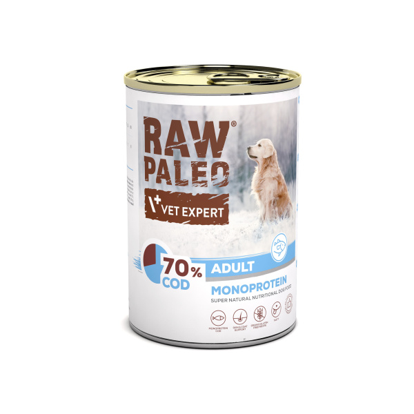 RAW PALEO ADULT DOG COD 12x400g - mokra karma dla psów dorosłych monoproteina z dorszem