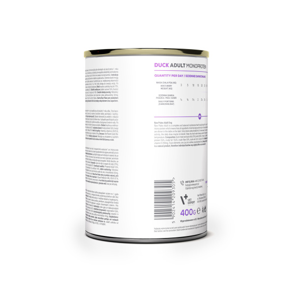RAW PALEO ADULT DOG DUCK 400g - mokra karma dla psów dorosłych monoproteina z kaczką