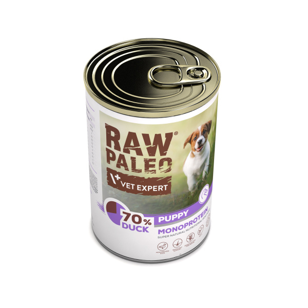 RAW PALEO PUPPY DUCK 12x400g - mokra karma dla szczeniąt monoproteina z kaczką
