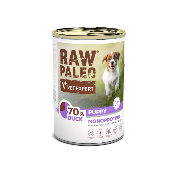 RAW PALEO PUPPY DUCK 12x400g - mokra karma dla szczeniąt monoproteina z kaczką