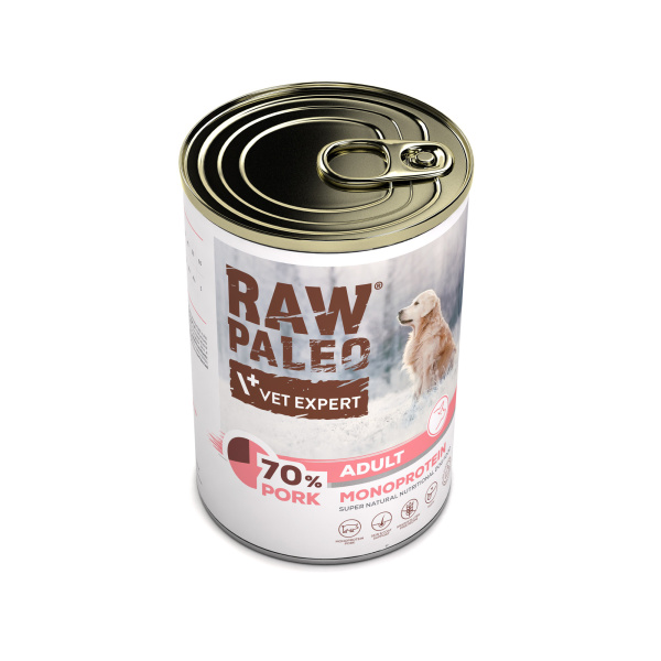 RAW PALEO ADULT DOG PORK 12x400g - mokra karma dla psów dorosłych monoproteina z wieprzowiną