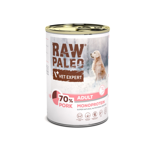 RAW PALEO ADULT DOG PORK 12x400g - mokra karma dla psów dorosłych monoproteina z wieprzowiną