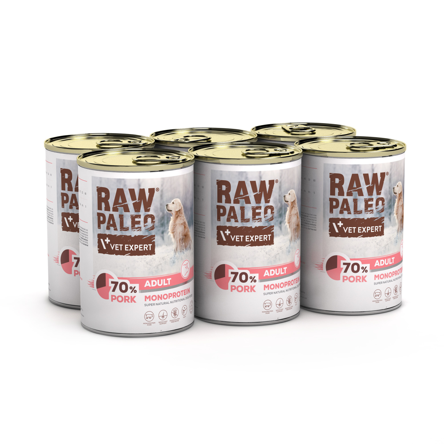 RAW PALEO ADULT DOG PORK 6x400g - mokra karma dla psów dorosłych monoproteina z wieprzowiną RAW PALEO ADULT DOG PORK 6x400g - mokra karma dla psów dorosłych monoproteina z wieprzowiną