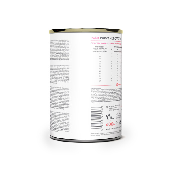 RAW PALEO PUPPY PORK 400g - mokra karma dla szczeniąt monoproteina z wieprzowiną
