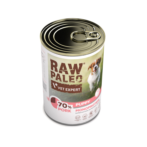 RAW PALEO PUPPY PORK 400g - mokra karma dla szczeniąt monoproteina z wieprzowiną