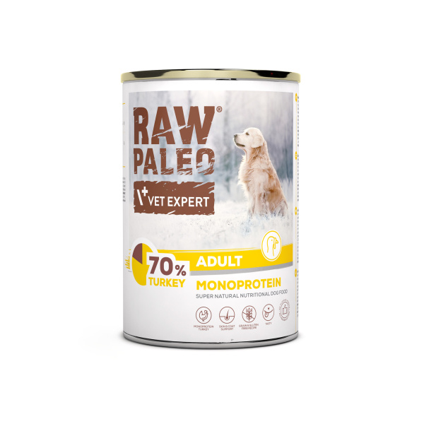 RAW PALEO ADULT DOG TURKEY 400g - mokra karma dla psów dorosłych monoproteina z indykiem