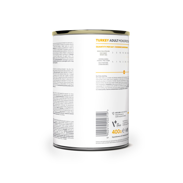 RAW PALEO ADULT DOG TURKEY 400g - mokra karma dla psów dorosłych monoproteina z indykiem