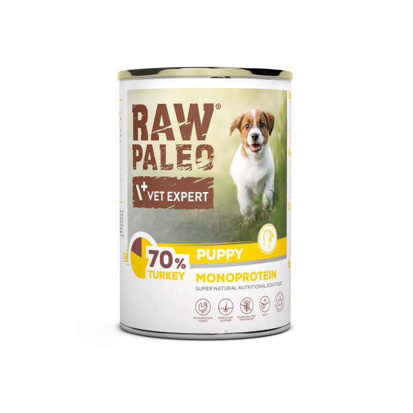 RAW PALEO PUPPY TURKEY 6x400g - mokra karma dla szczeniąt monoproteina z indykiem