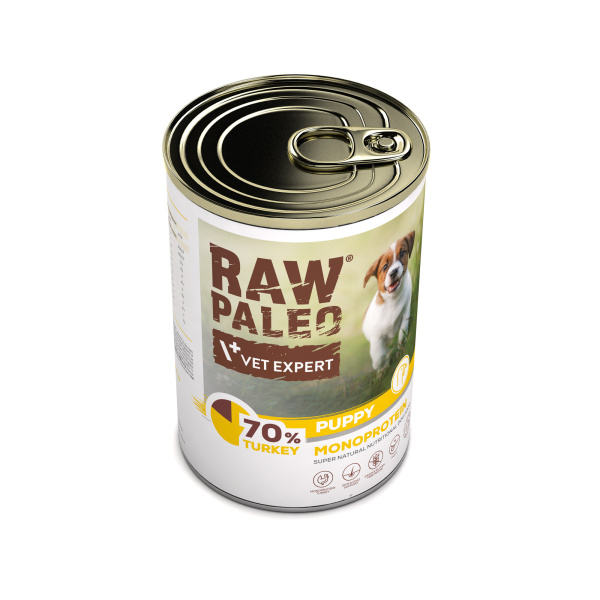 RAW PALEO PUPPY TURKEY 6x400g - mokra karma dla szczeniąt monoproteina z indykiem