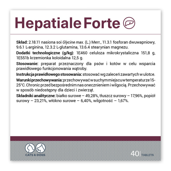 VET EXPERT HEPATIALE FORTE - preparat wspomagający funkcje wątroby dla psów i kotów