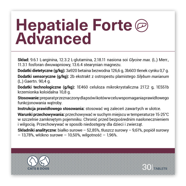 VET EXPERT HEPATIALE FORTE ADVANCED - preparat wspomagający funkcje wątroby dla psów i kotów