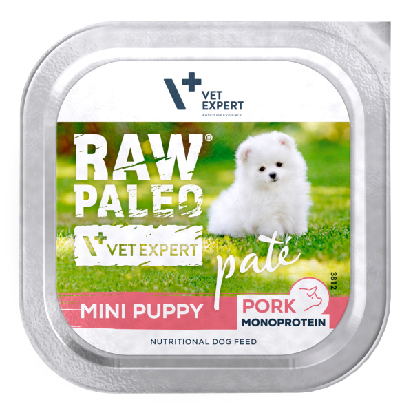 RAW PALEO PORK PATE MINI PUPPY 12x150g - mokra karma dla szczeniąt - wieprzowina