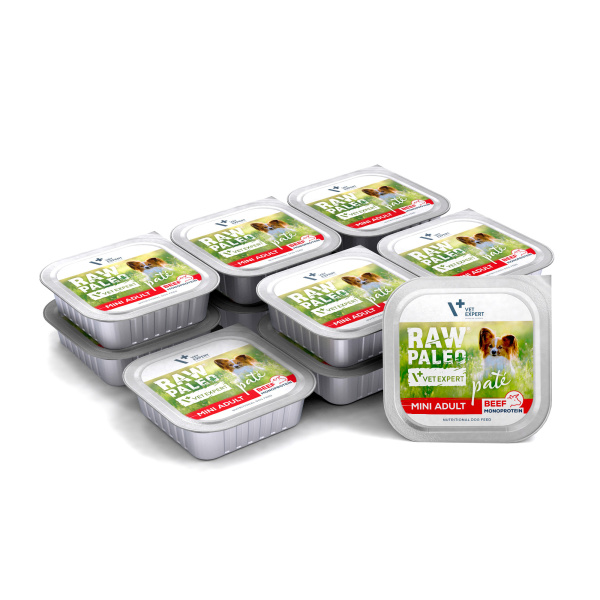 RAW PALEO PATE MINI ADULT BEEF 12x150g - mokra karma dla psów dorosłych - wołowina