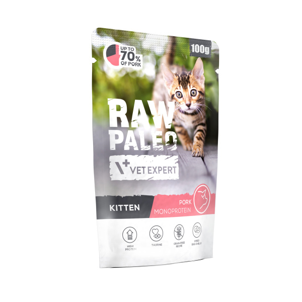 RAW PALEO KITTEN CAT PORK 100g - mokra karma dla kociąt  - wieprzowina