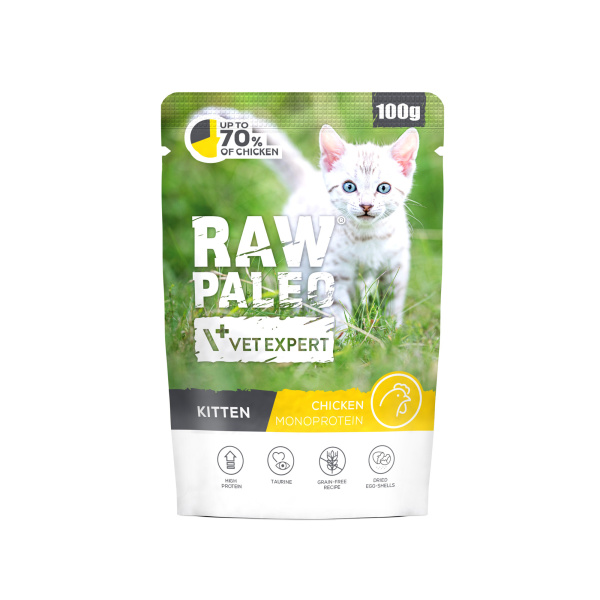 RAW PALEO KITTEN CAT CHICKEN 100g - mokra karma dla kociąt  - kurczak
