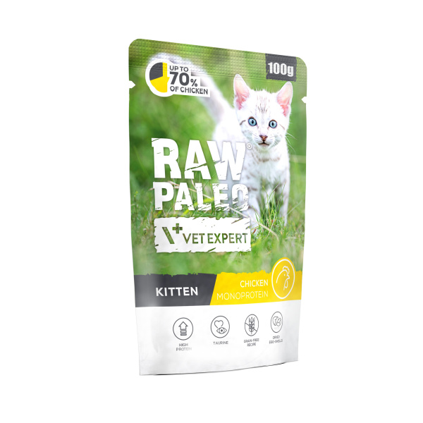 RAW PALEO KITTEN CAT CHICKEN 100g - mokra karma dla kociąt  - kurczak