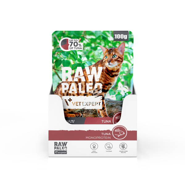 RAW PALEO ADULT/STERILISED CAT TUNA 12x100g - mokra karma dla kotów dorosłych i sterylizowanych - tuńczyk