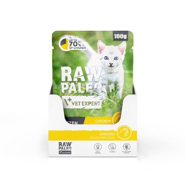 RAW PALEO KITTEN CAT CHICKEN 12x100g - mokra karma dla kociąt - kurczak