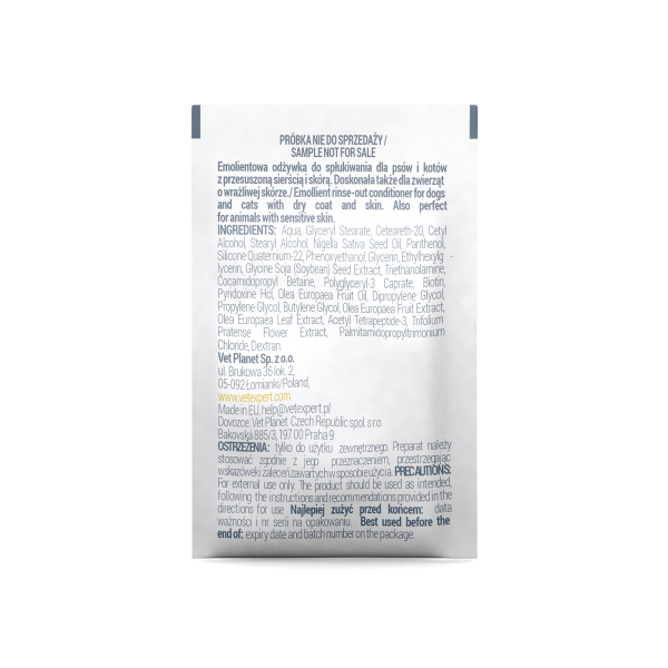 VET EXPERT Clinic Care Hypo & Omega Conditioner - emolientowa odżywka dla psów i kotów - próbka 15 ml