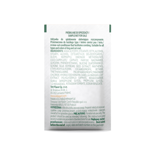 VET EXPERT Detox Care Vitalizing Conditioner - odżywka dla psa i kota, ułatwiająca rozczesywanie - próbka 15 ml