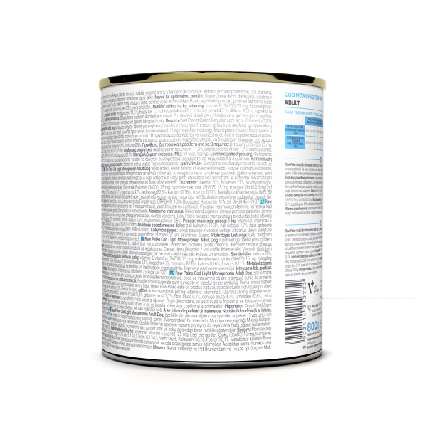 RAW PALEO COD LIGHT MONOPROTEIN ADULT DOG 800g - mokra karma dla psów z tendencją do nadwagi monoproteina z dorszem