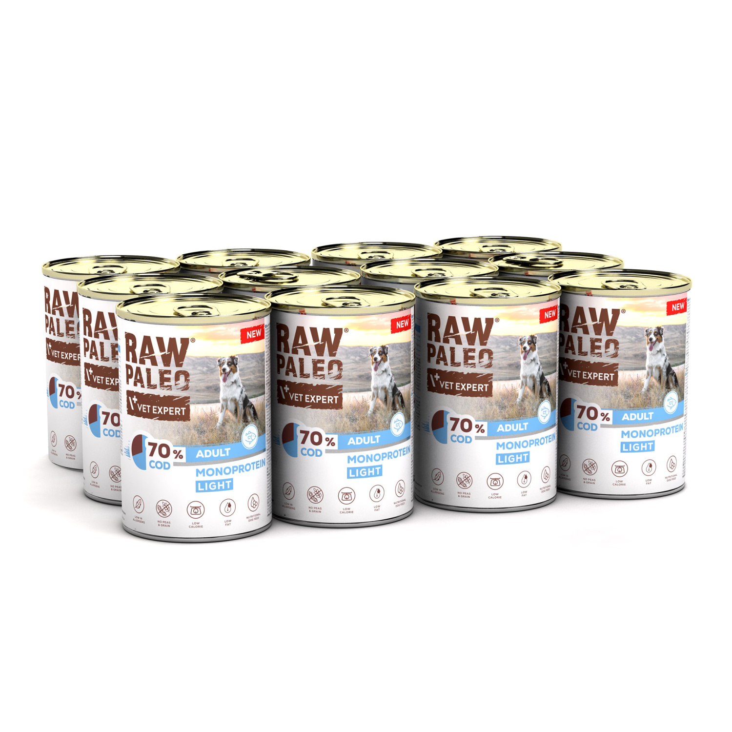 RAW PALEO COD LIGHT MONOPROTEIN ADULT DOG 12x400g - mokra karma dla psów z tendencją do nadwagi monoproteina z dorsze